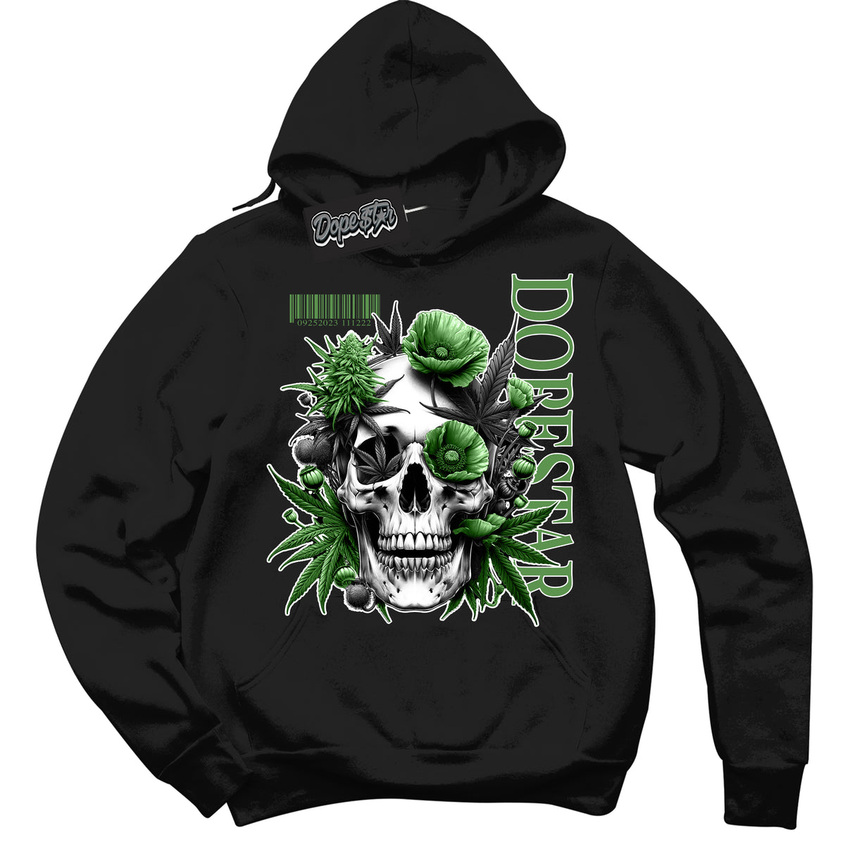 Cool Black Hoodie with “ Skull Poppies ”  design that Perfectly Matches Chlorophyll 1s Sneakers.