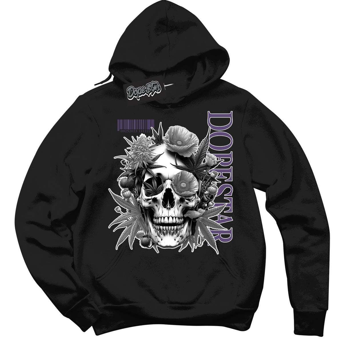 Cool Black Hoodie with “ Skull Poppies ”  design that Perfectly Matches Punk Rock 1s Sneakers.