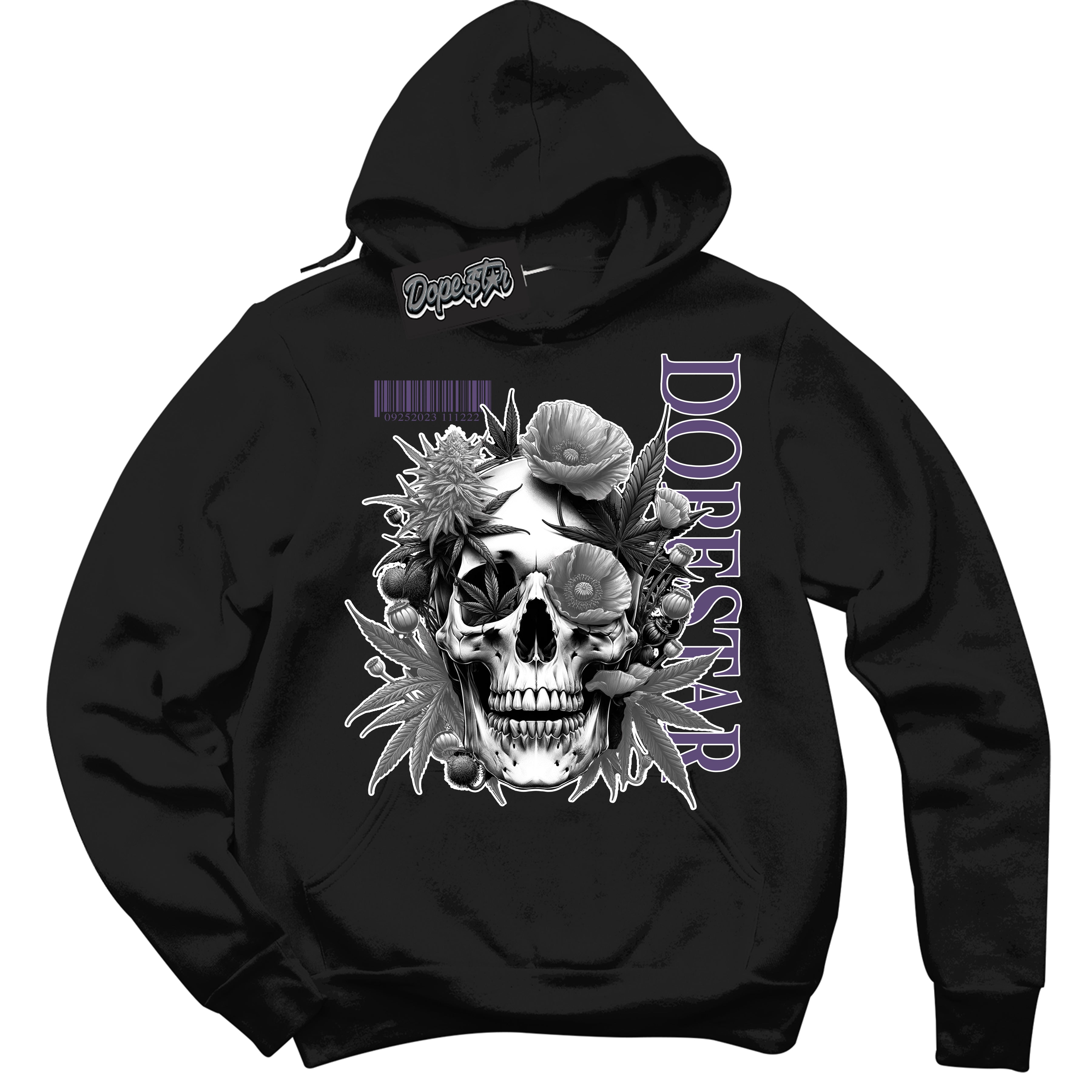 Cool Black Hoodie with “ Skull Poppies ”  design that Perfectly Matches Punk Rock 1s Sneakers.