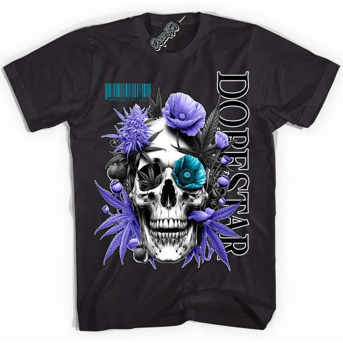 Cool Black Shirt with “ Skull Poppies” design that perfectly matches Aqua 6s Sneakers.
