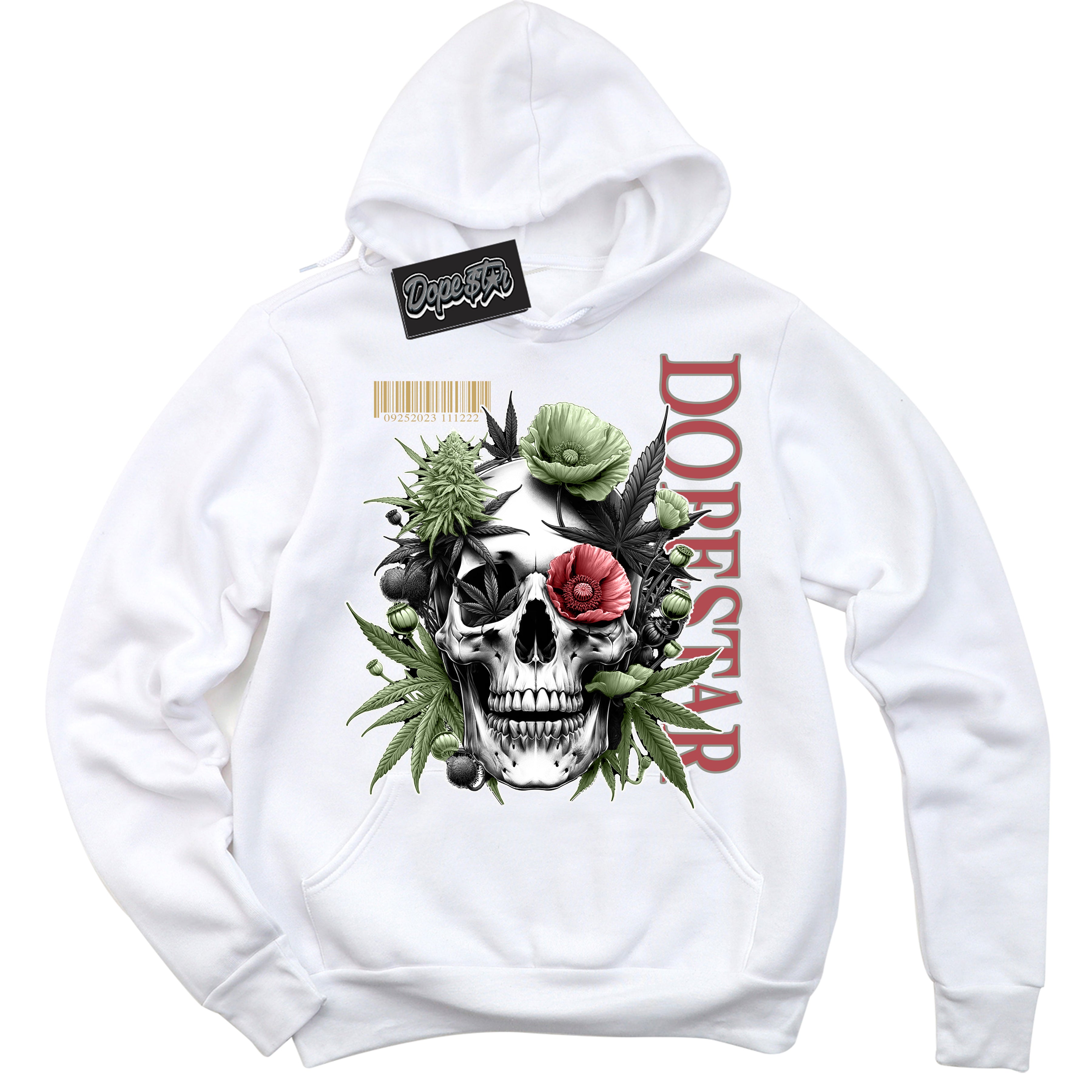 Cool White Hoodie with “ Skull Poppies ”  design that Perfectly Matches Year Of The Dragon 1s Sneakers.