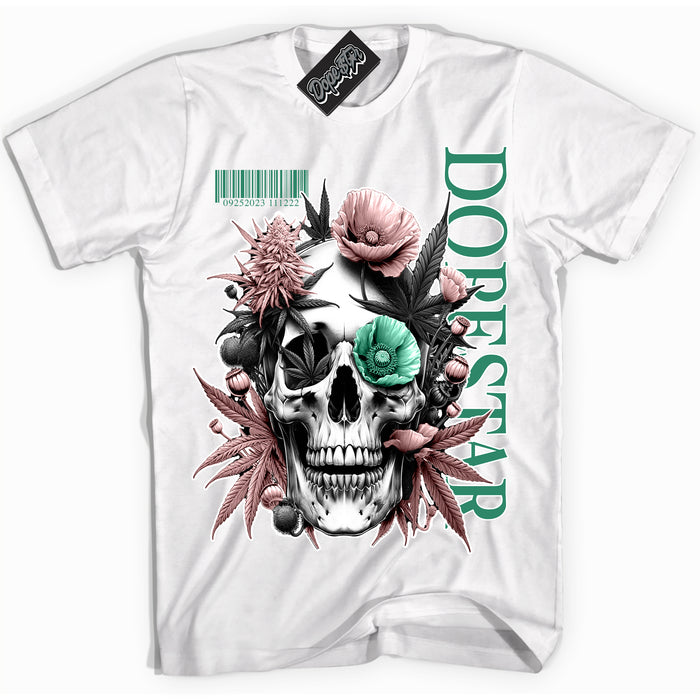 Cool White Shirt with “ Skull Poppies” design that perfectly matches Malachite Sneakers.