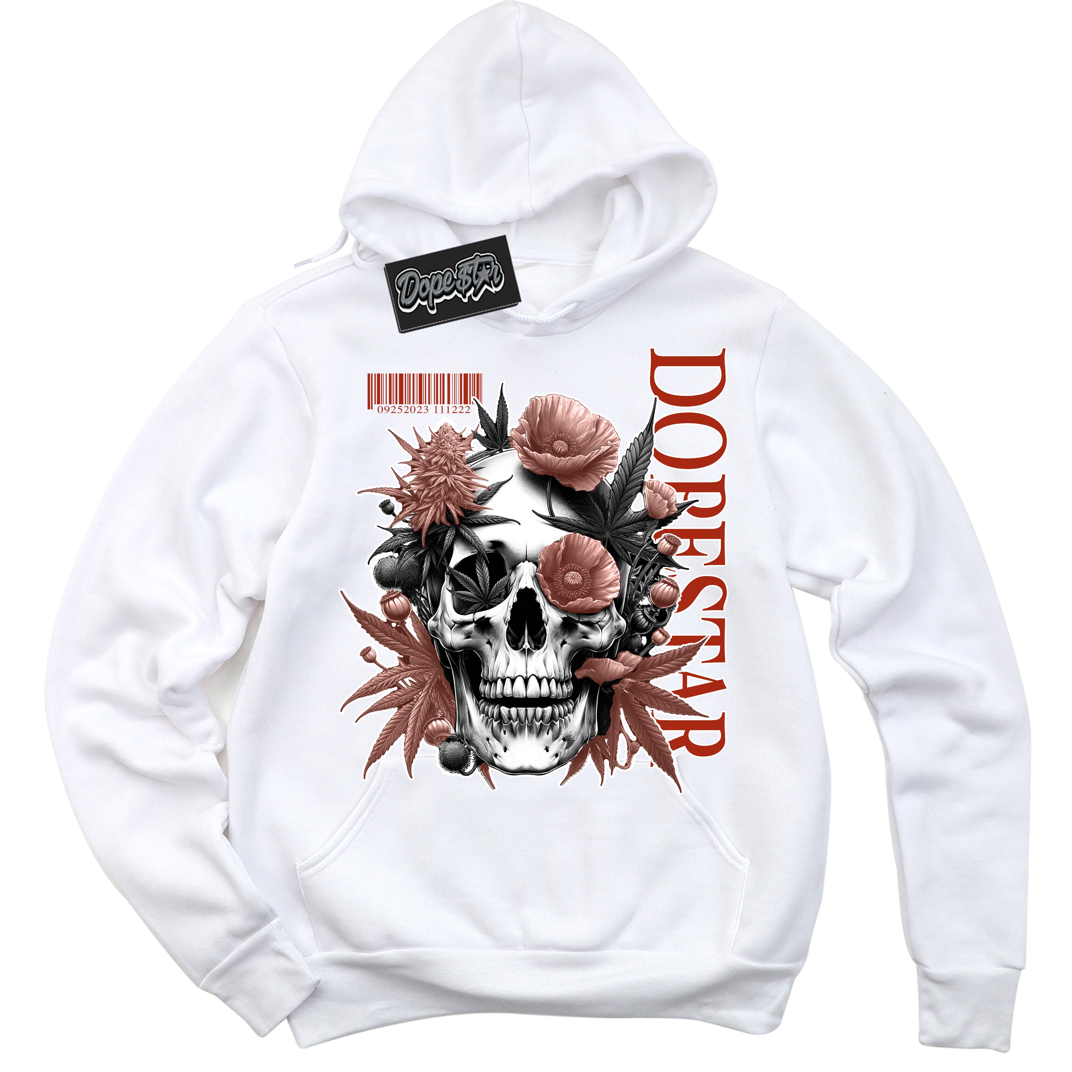 Cool White Hoodie with “ Skull Poppies ”  design that Perfectly Matches Red Stardust Sneakers.