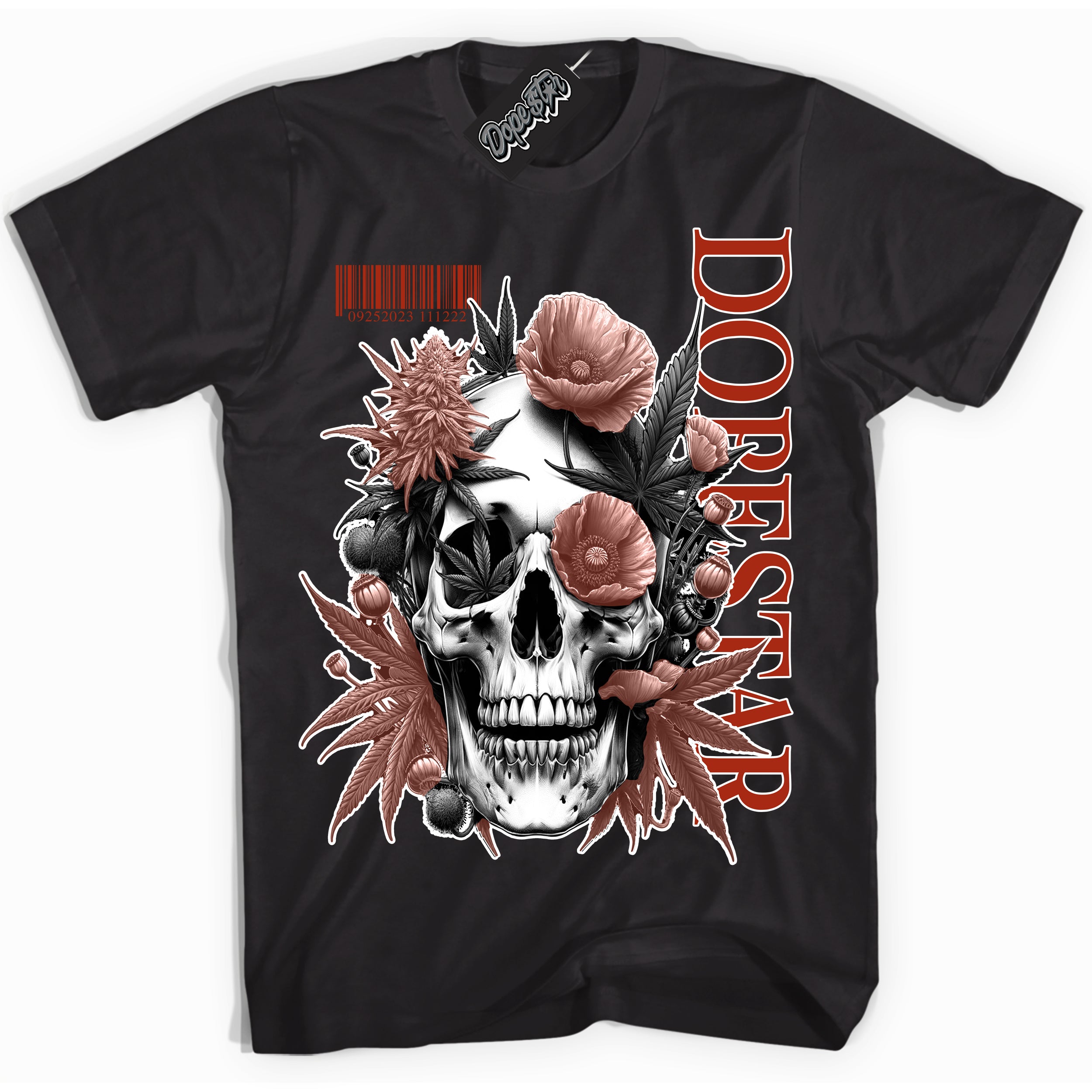 Cool Black Shirt with “ Skull Poppies” design that perfectly matches Red Stardust Sneakers.