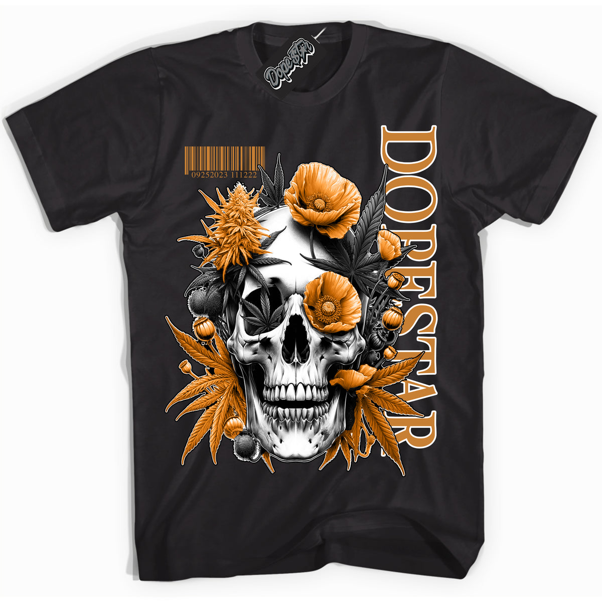 Cool Black Shirt with “ Skull Poppies” design that perfectly matches Reverse Curry Sneakers.