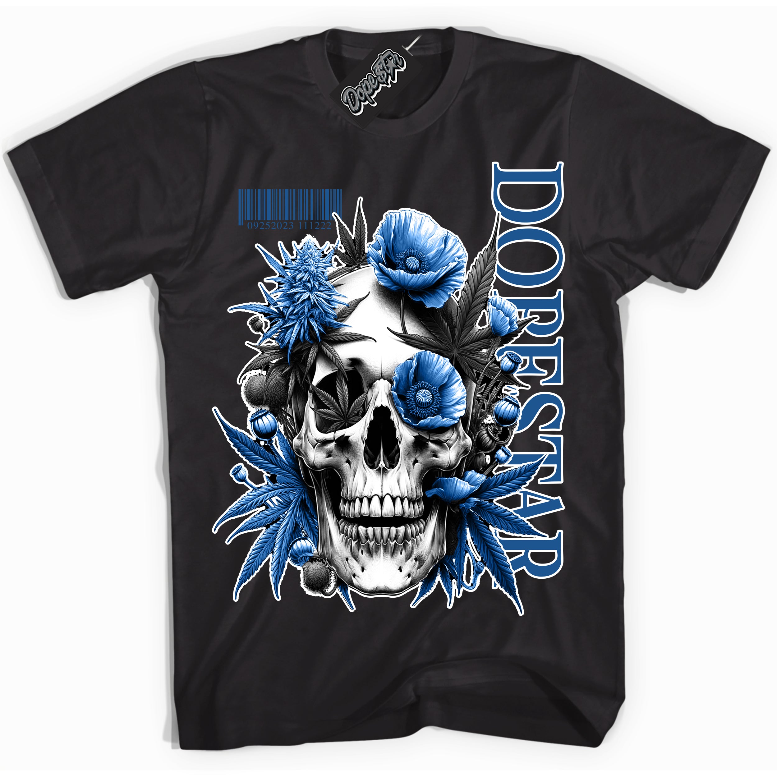 Cool Black Shirt with “ Skull Poppies” design that perfectly matches Born X Raised One Block At A Time Sneakers.