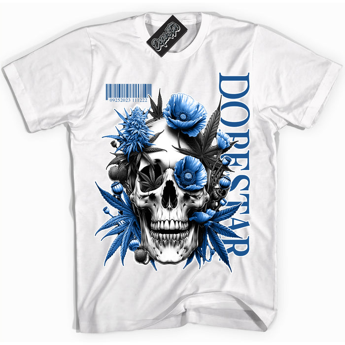 Cool White Shirt with “ Skull Poppies” design that perfectly matches Born X Raised One Block At A Time Sneakers.
