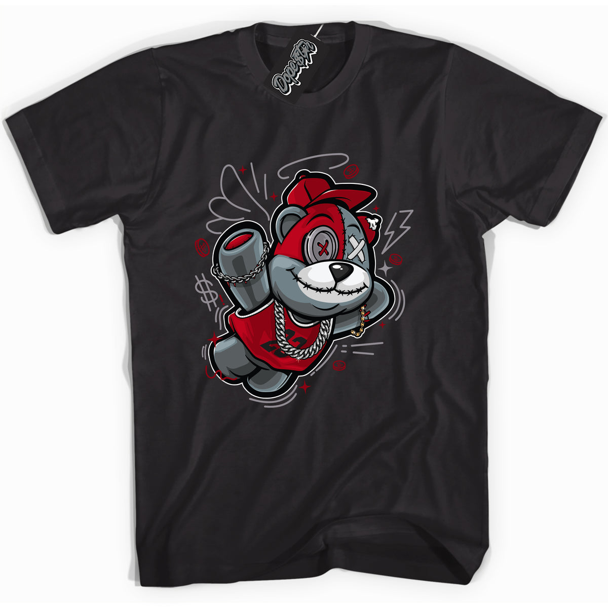 Cool Black Shirt with “ Slam Dunk Bear” design that perfectly matches Bred Reimagined 4s Jordans.