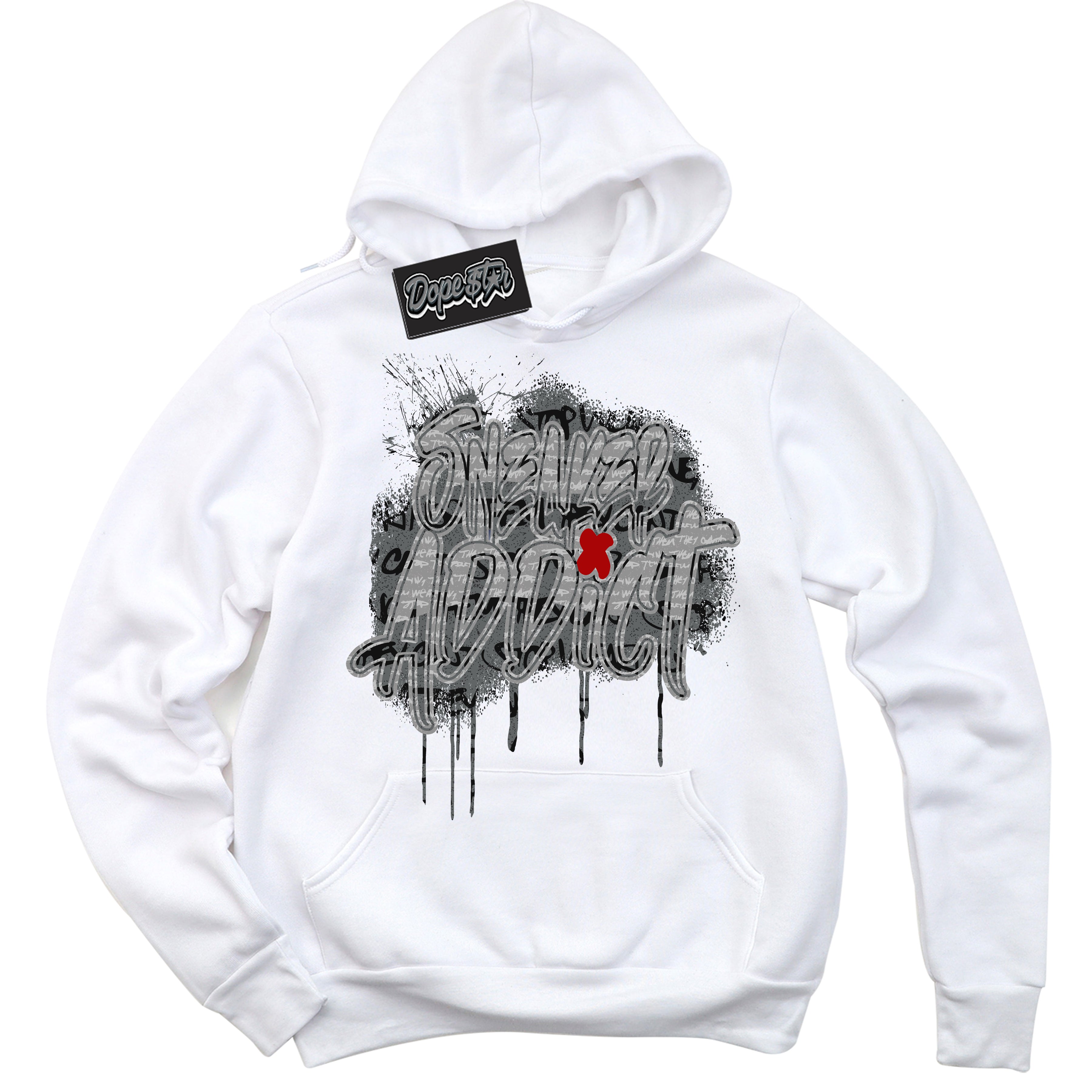 Cool White Hoodie with “ Sneaker Addict ”  design that Perfectly Matches Rebellionaire 1s Sneakers.