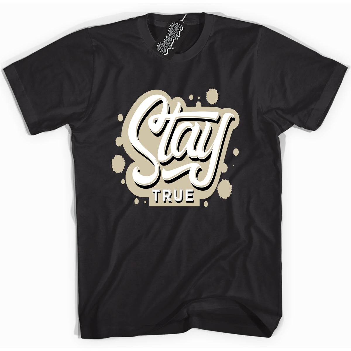 Cool Black Shirt with “ Stay True” design that perfectly matches Gratitude 11s Sneakers.