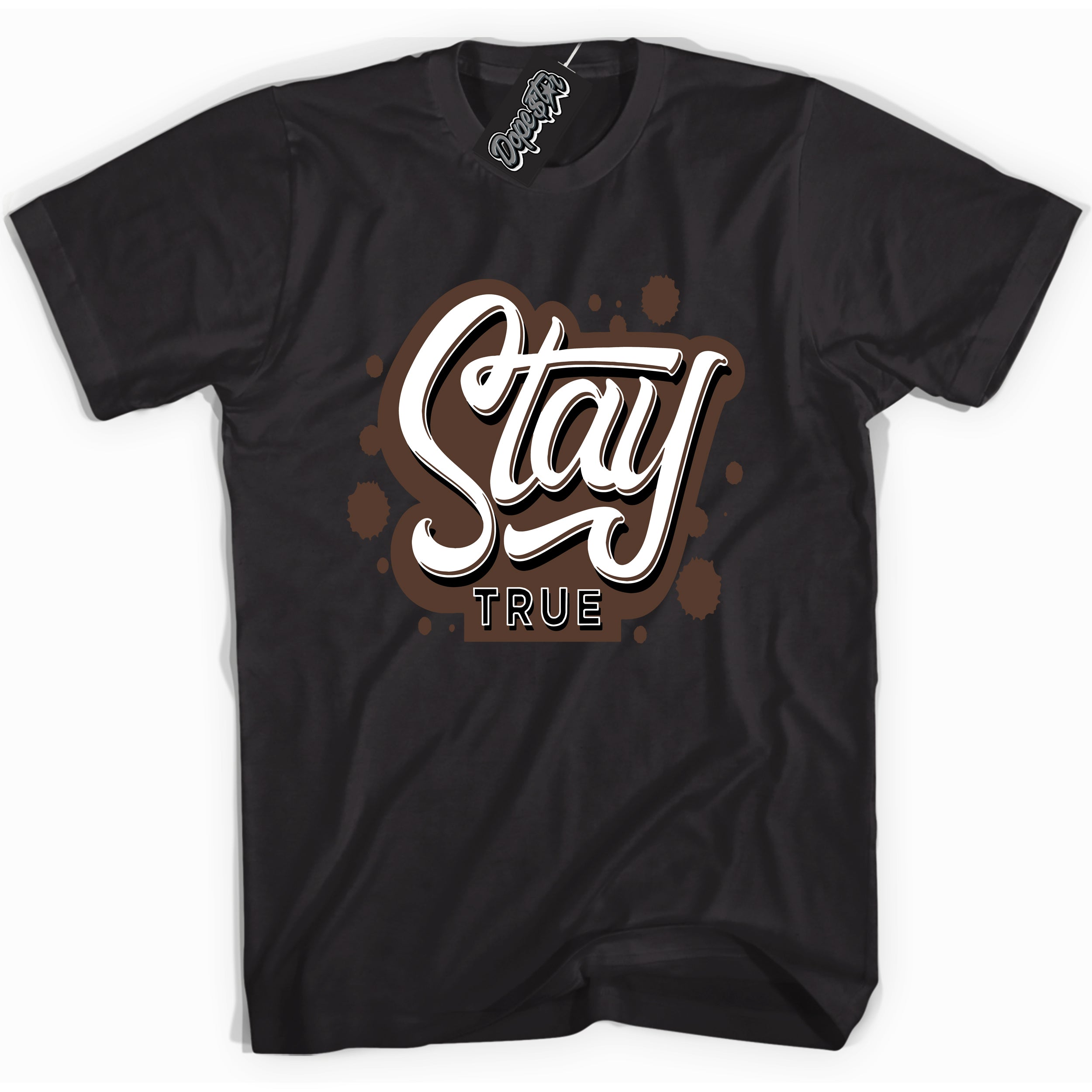 Cool Black graphic tee with “ Stay True ” design, that perfectly matches Palomino 1s sneakers 