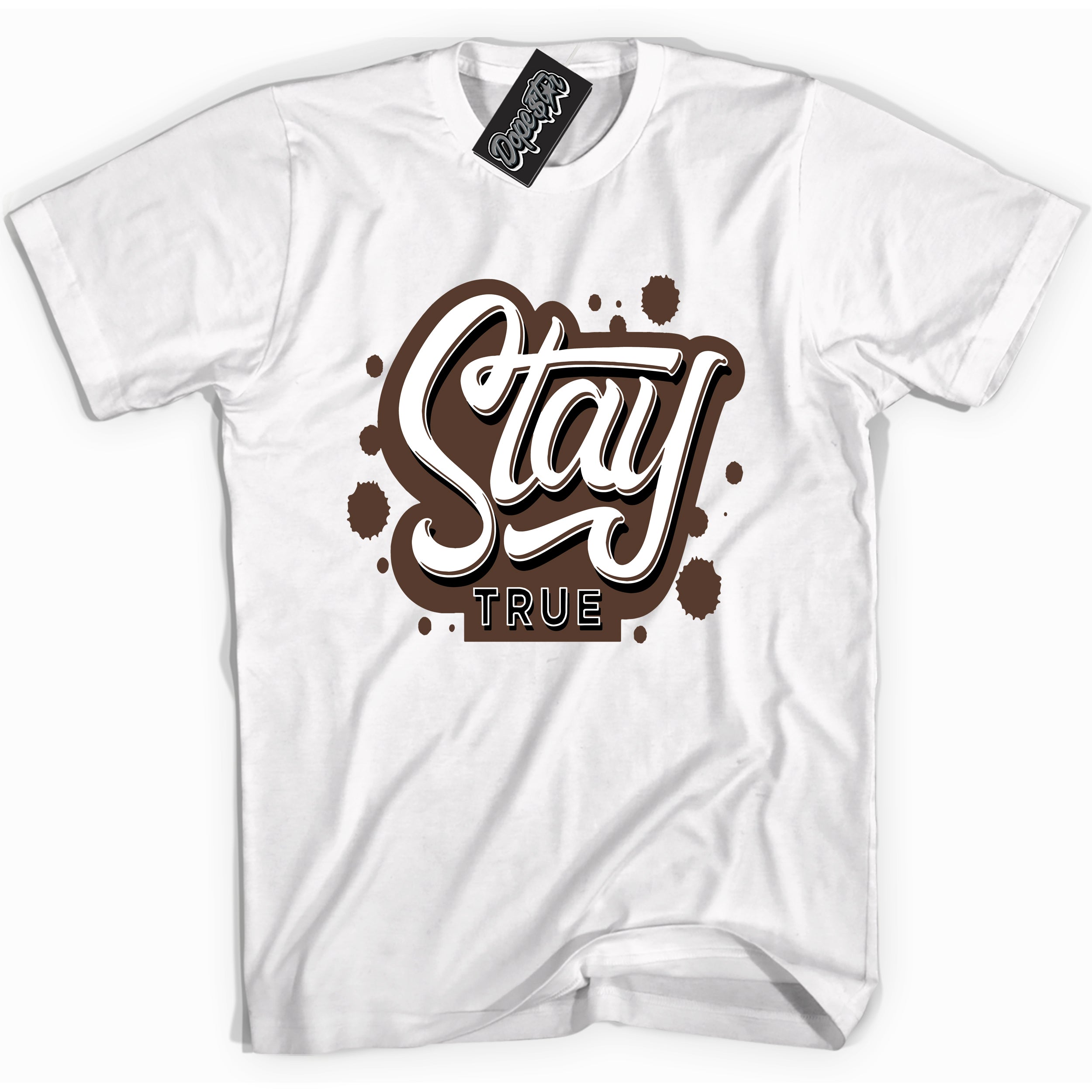 Cool White graphic tee with “ Stay True ” design, that perfectly matches Palomino 1s sneakers 