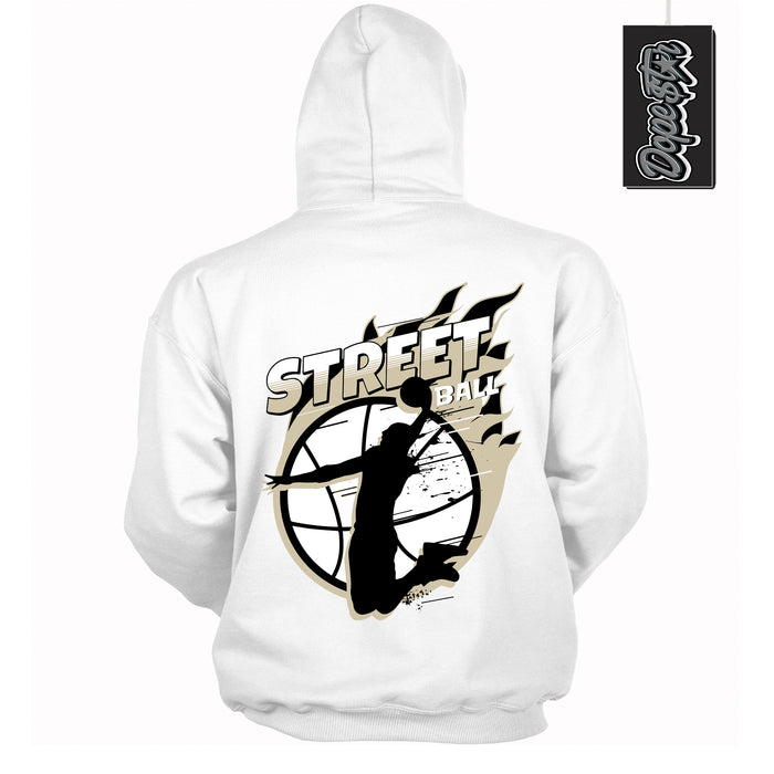 Cool White Hoodie with “ Street Ball ”  design that Perfectly Matches Gratitude 11s Sneakers.
