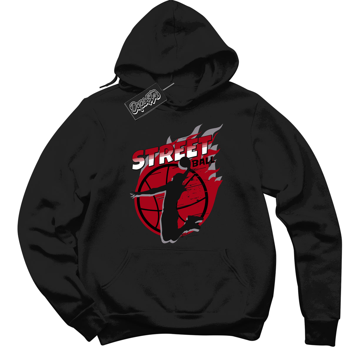 Cool Black Hoodie with “ Street Ball ”  design that Perfectly Matches  Bred Reimagined 4s Jordans.