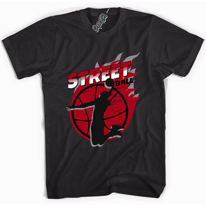 Cool Black Shirt with “ Street Ball” design that perfectly matches Bred Reimagined 4s Jordans.