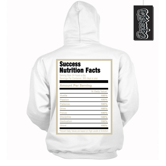 Cool White Hoodie with “ Success Nutrition ”  design that Perfectly Matches Gratitude 11s Sneakers.