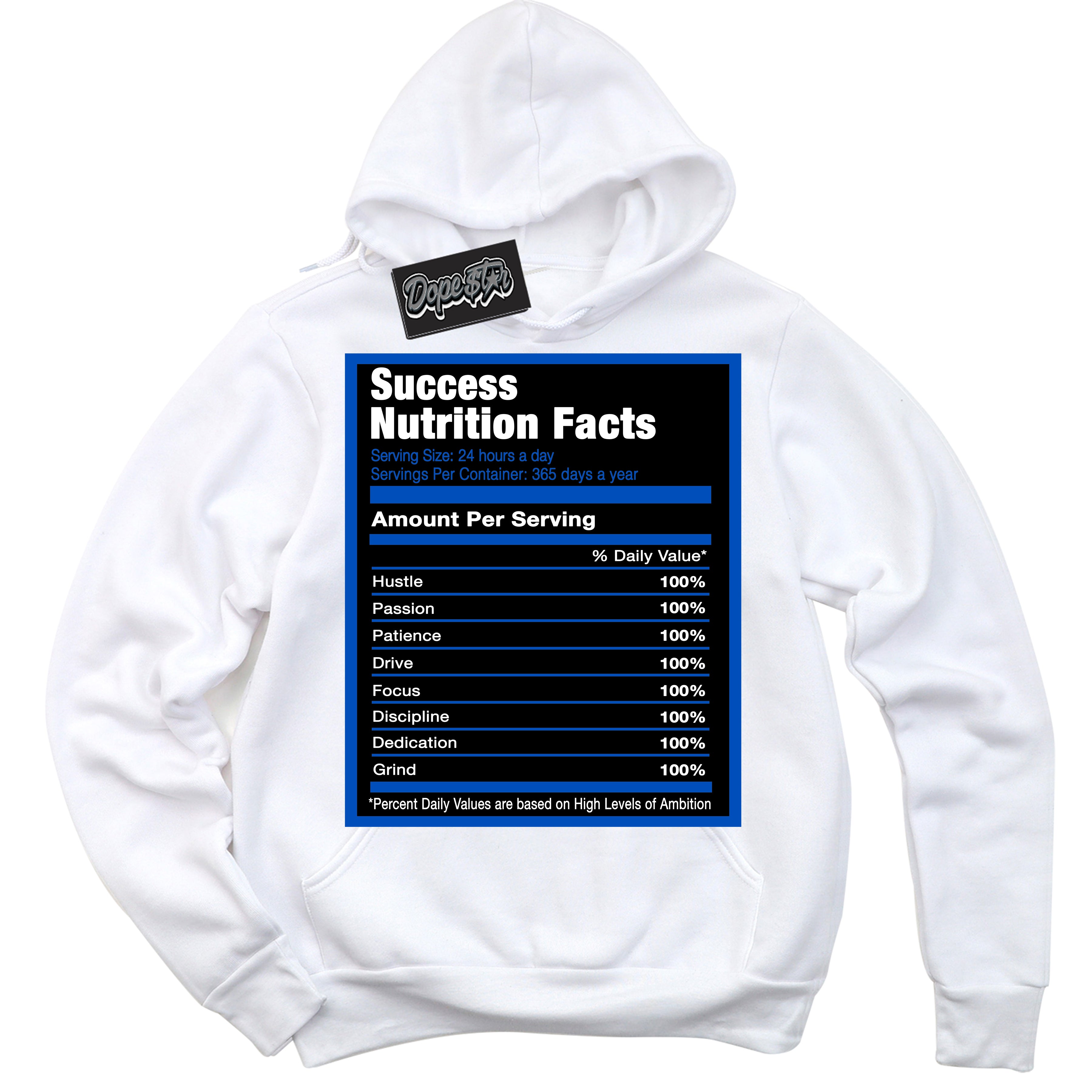 Dunk Low Astronomy Blue 'Success Nutrition' Hoodie – White Streetwear Sweatshirt | Sneaker Matching Hoodie for Dunk Low Astronomy Blue | Men's & Women's Streetwear Outfit by Sneaker Shirts Outlet.
