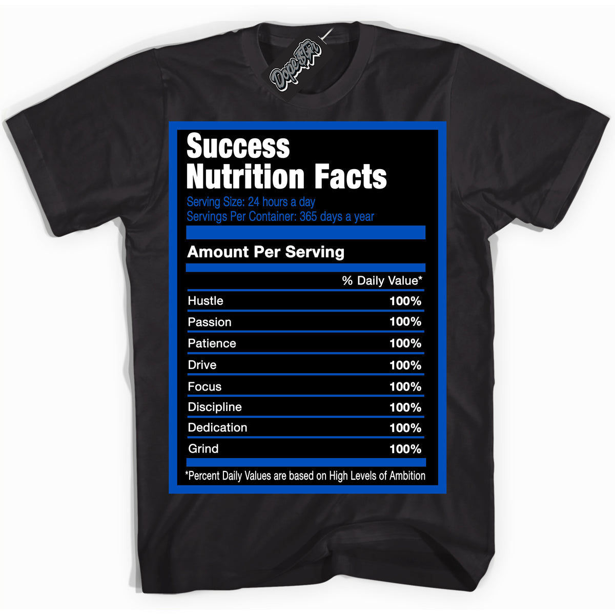 Dunk Low Astronomy Blue 'Success Nutrition' Shirt – Black Streetwear T-Shirt | Sneaker Matching Tee for Dunk Low Astronomy Blue | Men's & Women's Streetwear Outfit by Sneaker Shirts Outlet.

