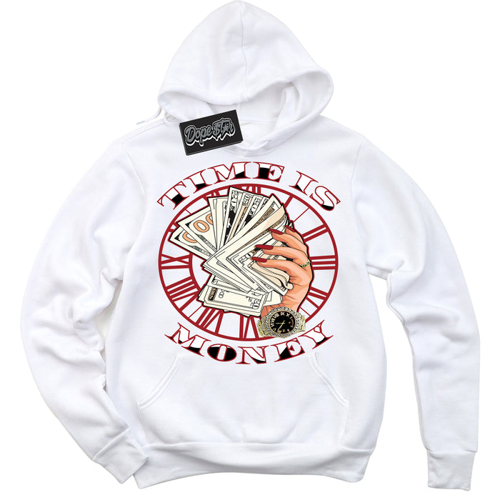 Cool White Hoodie With “ Time Is Money “  Design That Perfectly Matches Lost And Found 1s Sneakers.