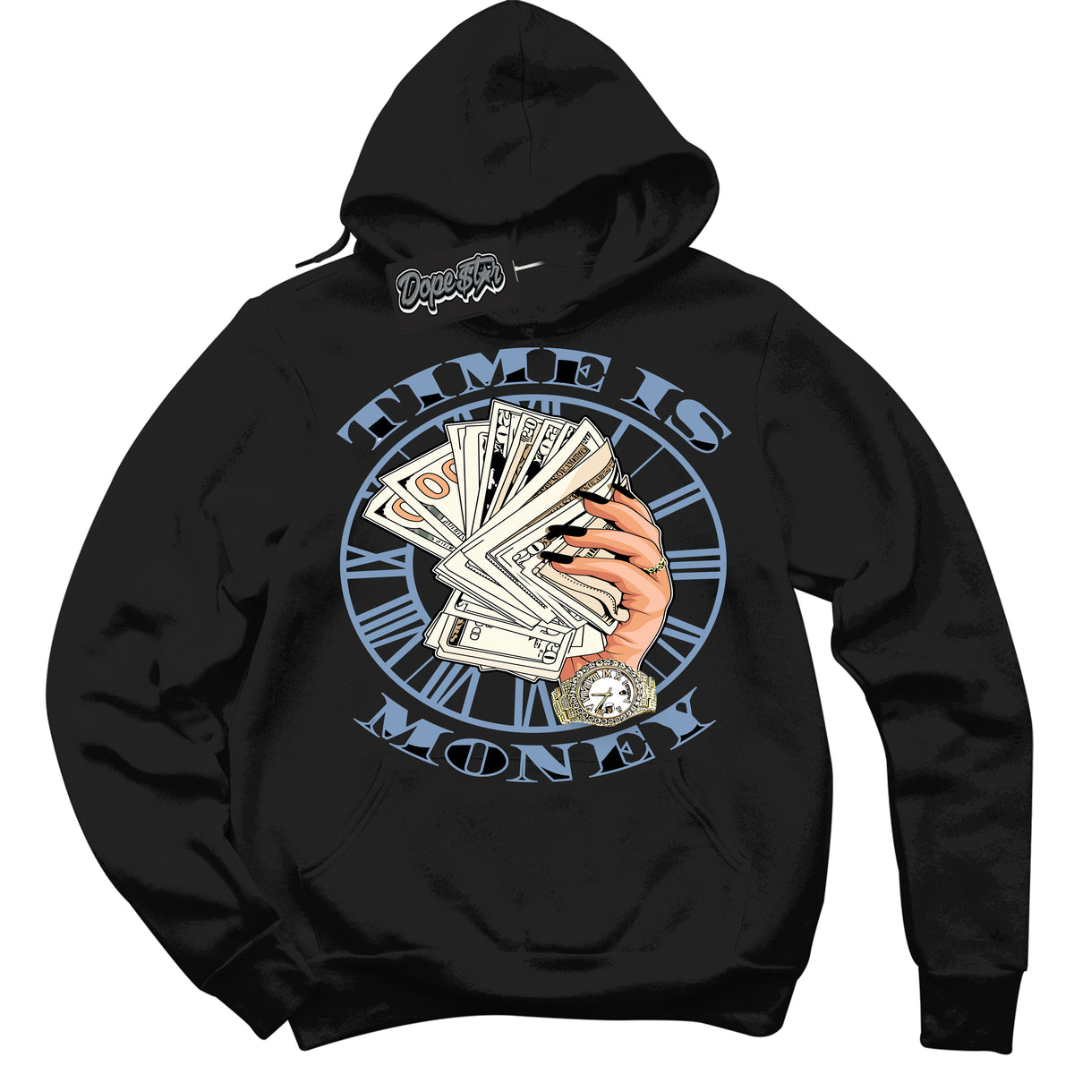 Cool Black Hoodie with “ Time Is Money ”  design that Perfectly Matches Reverse Oreo 6s Sneakers.
