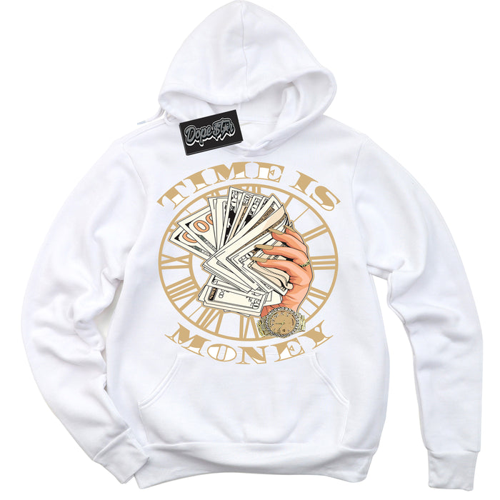 Jordan MVP White Metallic Gold ‘Time Is Money’ – White Streetwear Hoodie | Sneaker Matching sweatshirt for Jordan MVP White Metallic Gold | Men's and Women's Streetwear Graphic Hoodie by Sneaker Shirts Outlet
