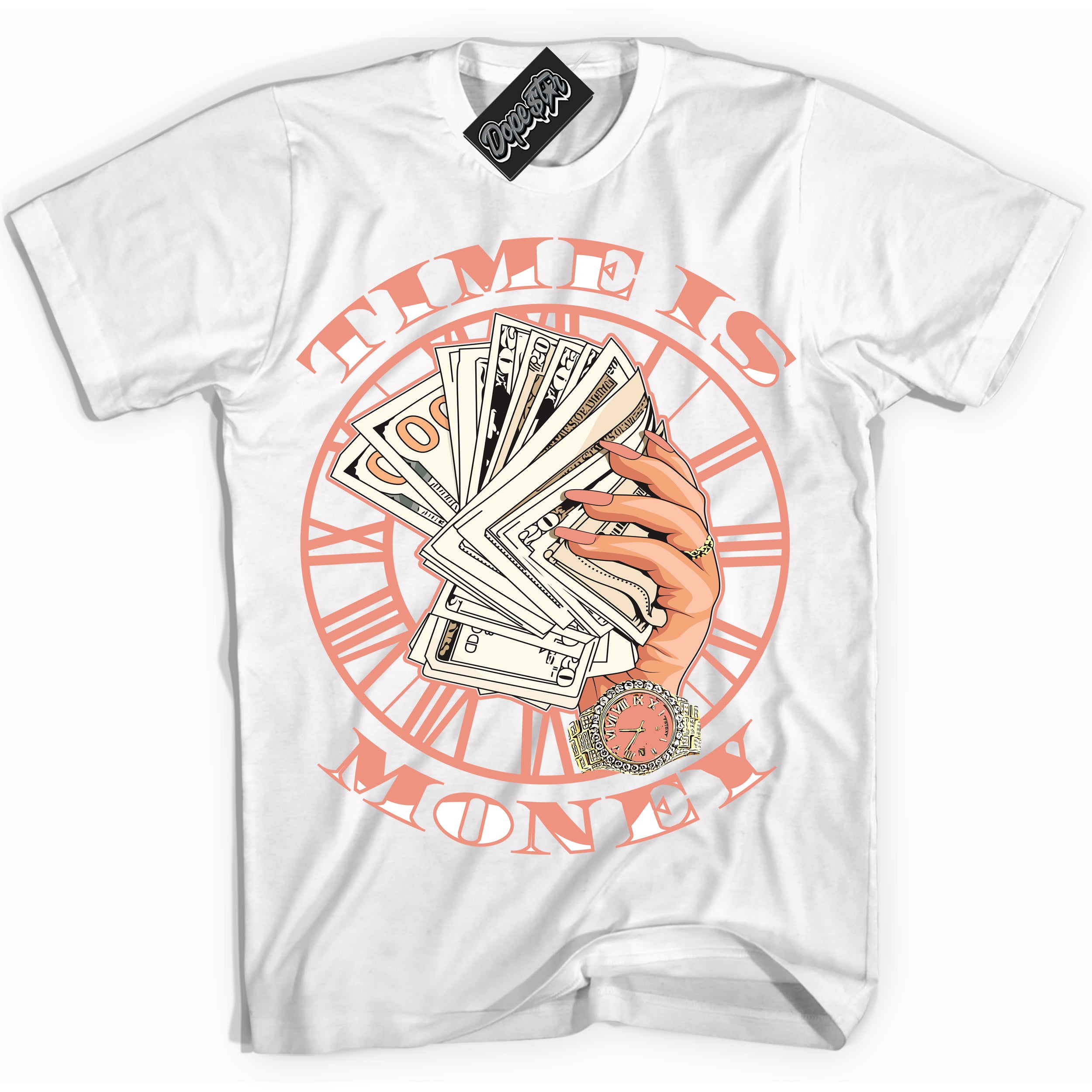Dunk Low Light Wild Mango 'Time Is Money' Shirt – White Streetwear T-Shirt | Sneaker Matching Tee for Dunk Low Light Wild Mango | Urban Fashion for Time Is Money | Men's & Women's Streetwear Outfit by Sneaker Shirts Outlet.