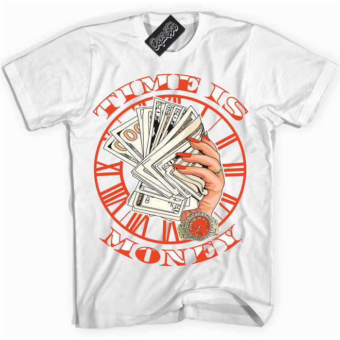Nike Dunk Low Retro Cosmic Clay 'Time Is Money' Shirt - White Streetwear Mockup | Sneakerhead T-Shirt Matching Nike Dunk Low Retro Cosmic Clay | Limited Edition Urban Streetwear for Sneaker Matching OOTD | Outfits that pair perfectly with your ND Low Retro Cosmic Clay | Sneakerhead Fashion Must-Have Apparel for Men and Women