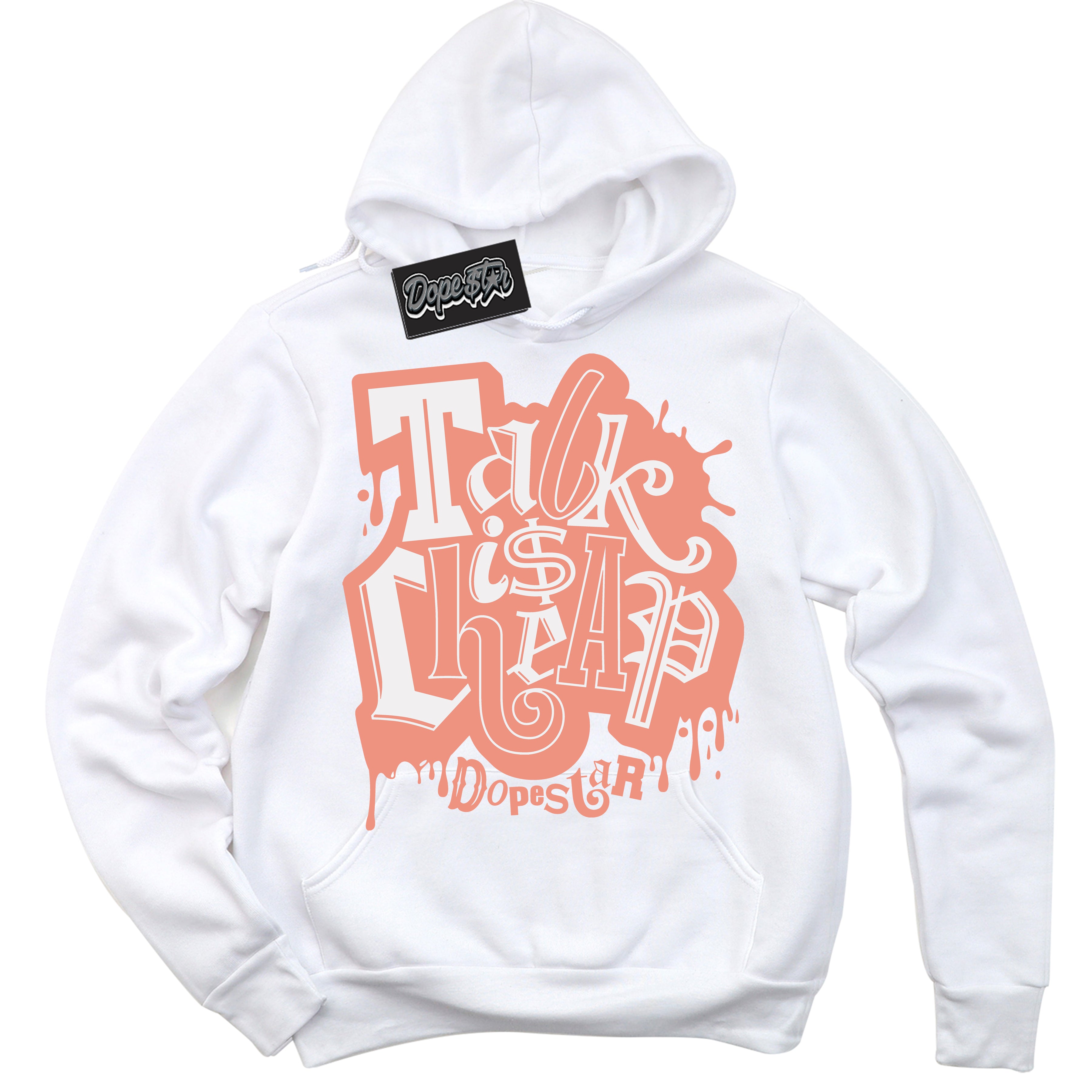 Dunk Low Light Wild Mango 'Talk Is Cheap' Hoodie – White Streetwear Sweatshirt | Sneaker Matching Hoodie for Dunk Low Light Wild Mango | Urban Fashion for Talk Is Cheap | Men's & Women's Streetwear Outfit by Sneaker Shirts Outlet.