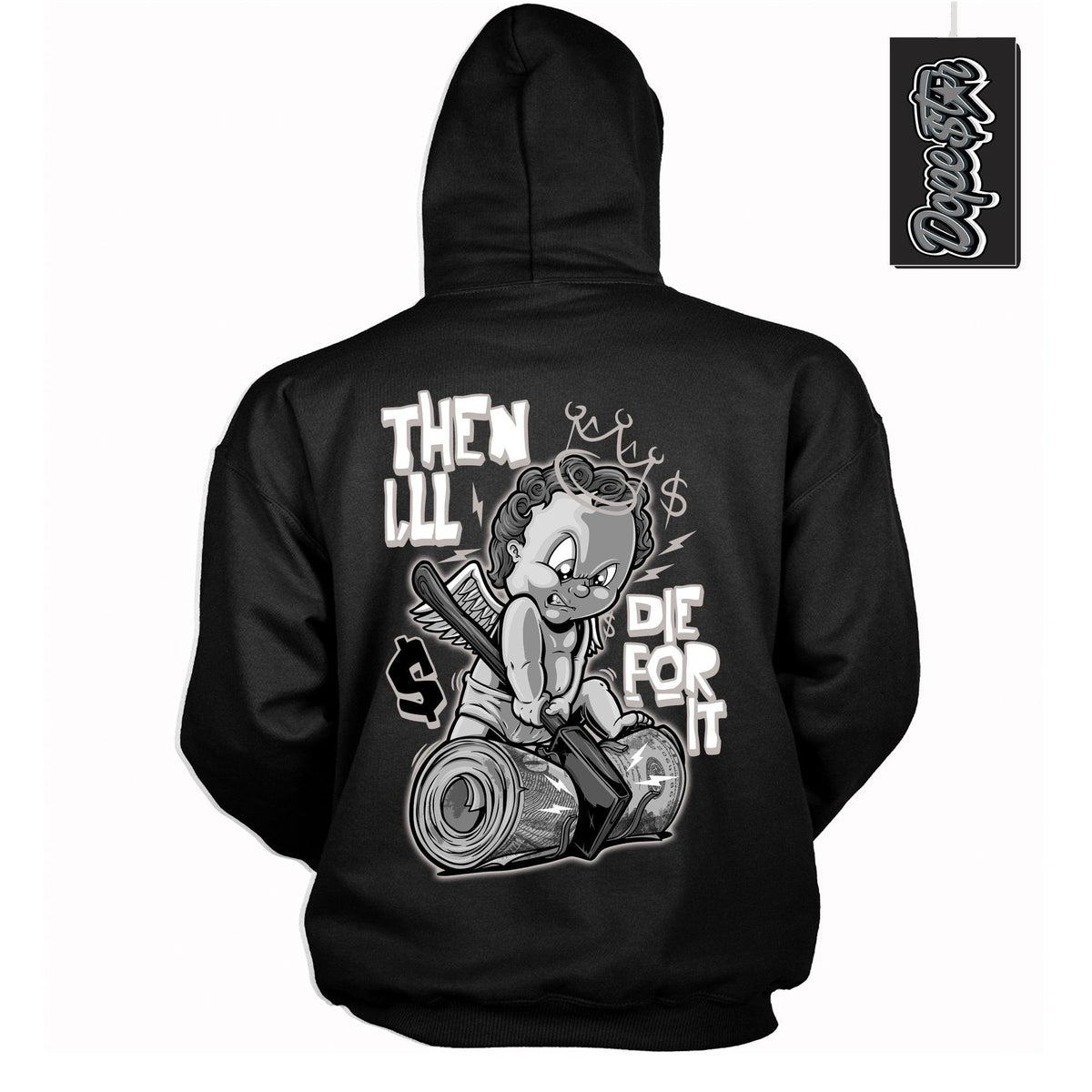 Cool Black Hoodie With Then I’LL design That Perfectly Matches AIR JORDAN 4 RETRO MILITARY BLACK Sneakers