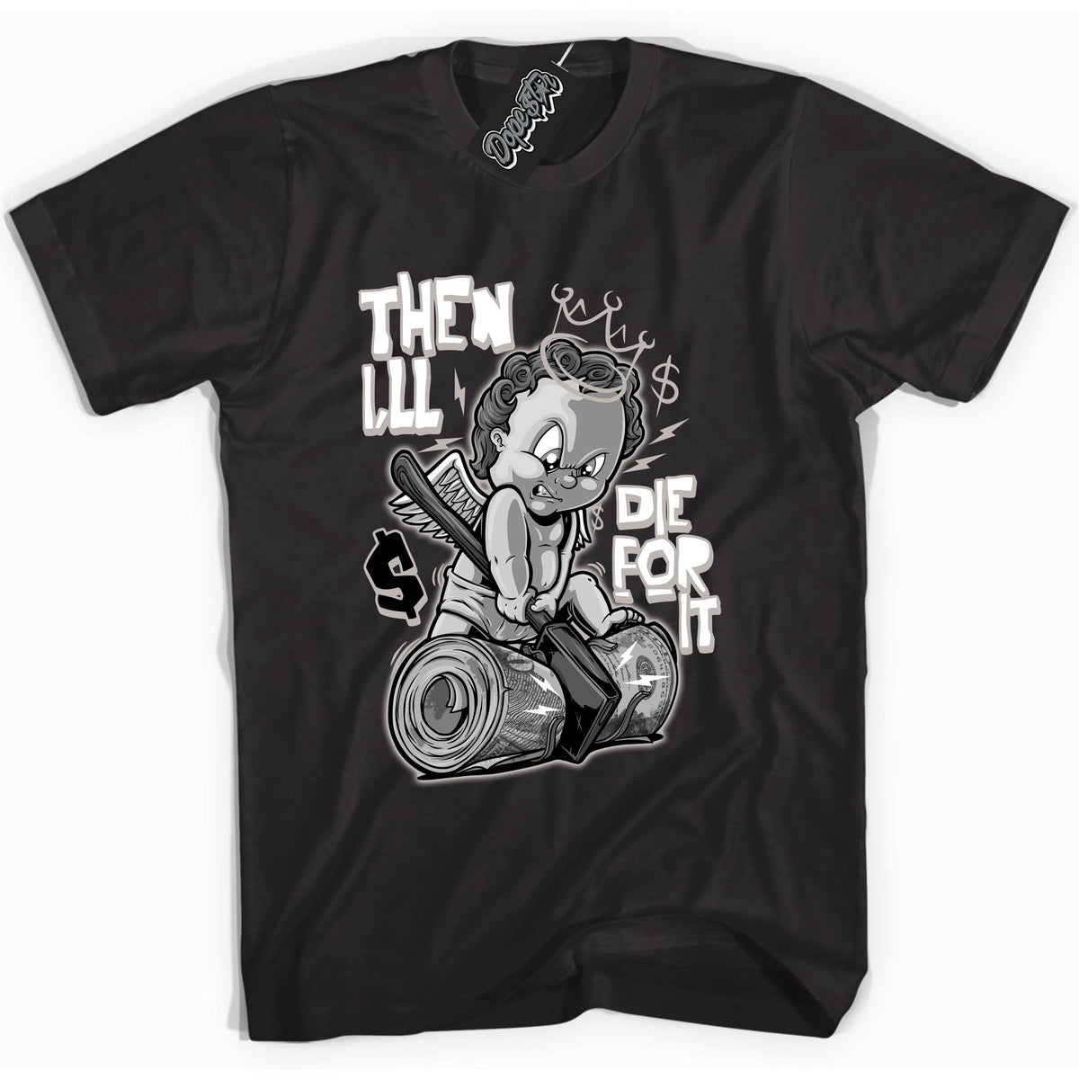 Cool Black Shirt With Then I’LL design That Perfectly Matches AIR JORDAN 4 RETRO MILITARY BLACK Sneakers.