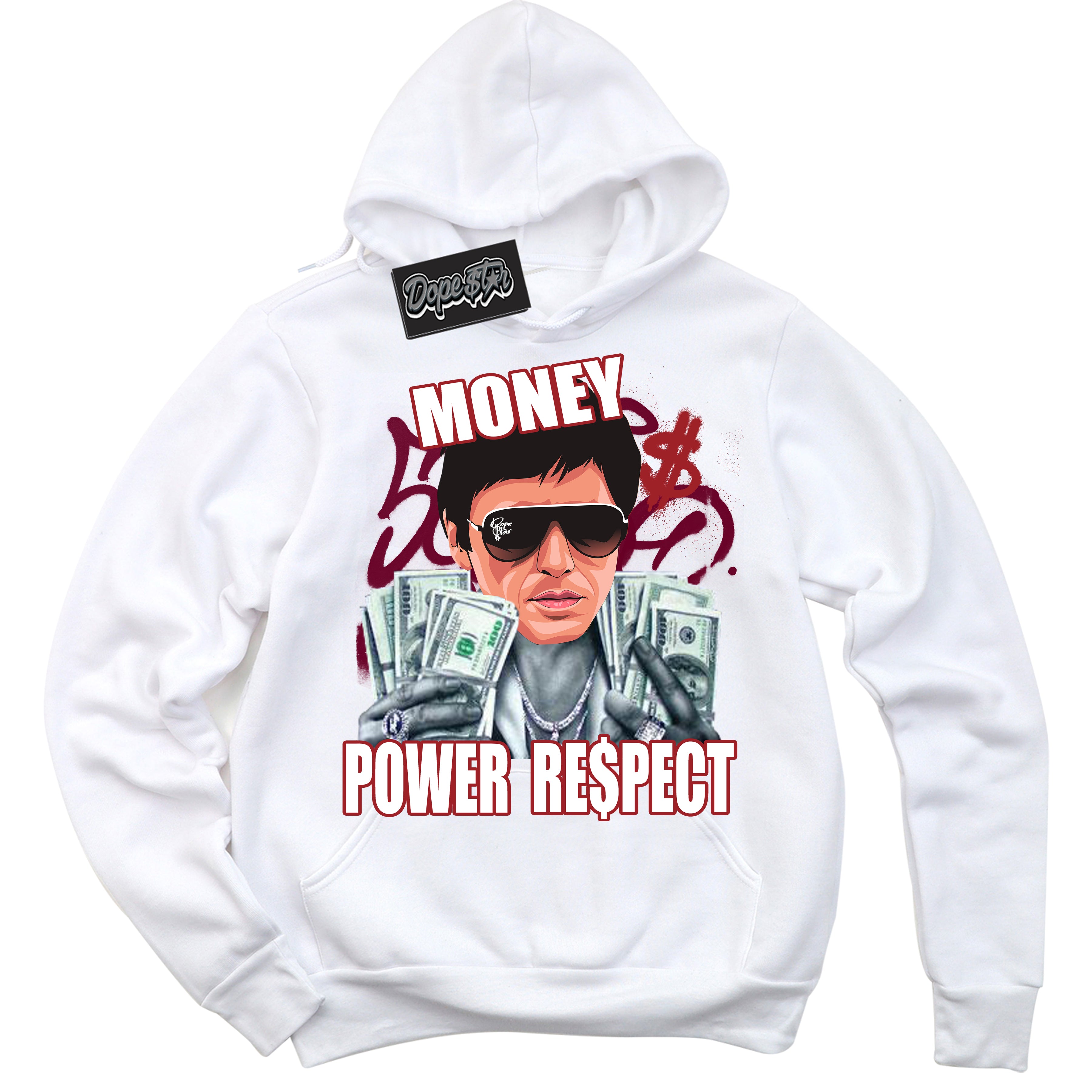 Cool White Hoodie With “ Tony Montana “  Design That Perfectly Matches Lost And Found 1s Sneakers.