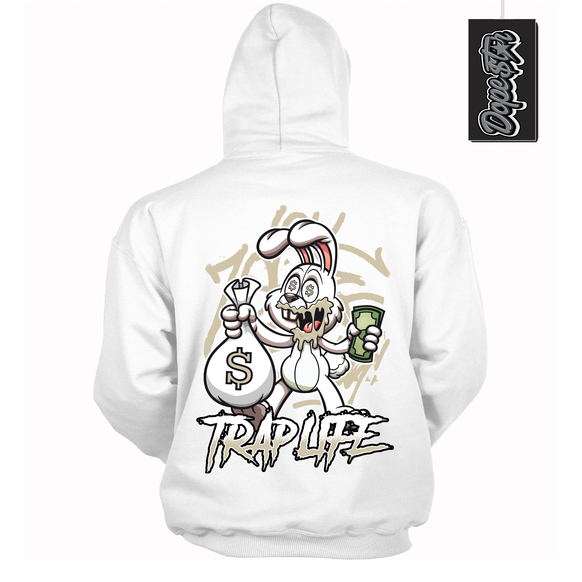 Cool White Hoodie with “ Trust No One Heart ”  design that Perfectly Matches Gratitude 11s Sneakers.