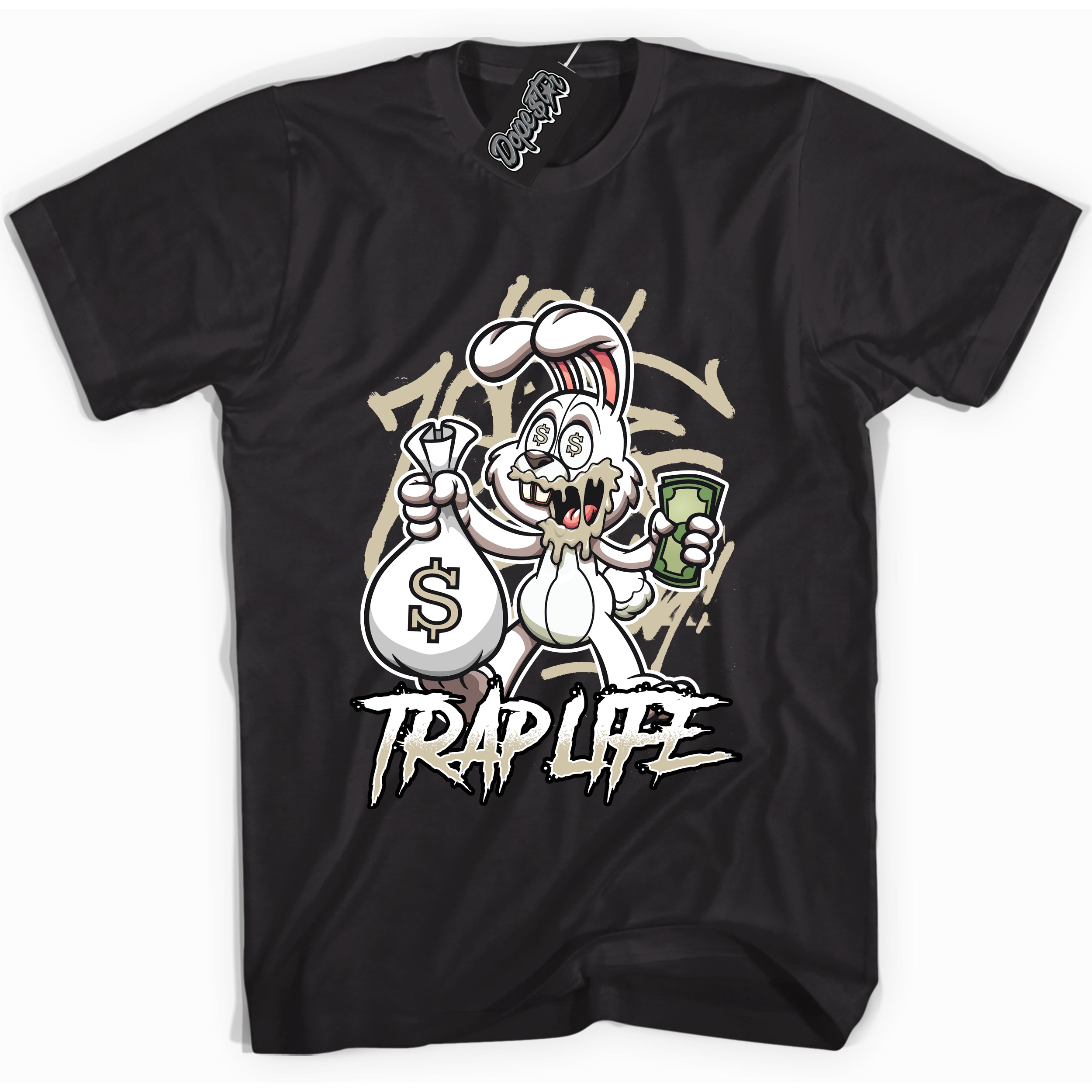 Cool Black Shirt with “ Trap Rabbit” design that perfectly matches Gratitude 11s Sneakers.