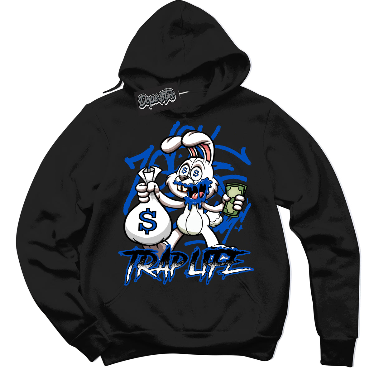 Dunk Low Astronomy Blue 'Trap Rabbit' Hoodie – Black Streetwear Sweatshirt | Sneaker Matching Hoodie for Dunk Low Astronomy Blue | Men's & Women's Streetwear Outfit by Sneaker Shirts Outlet.