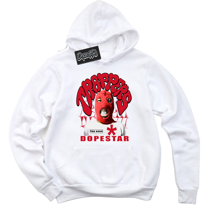 White “Trappers” Hoodie by Dope Star Brand®, styled to match Chicago 1s sneakers