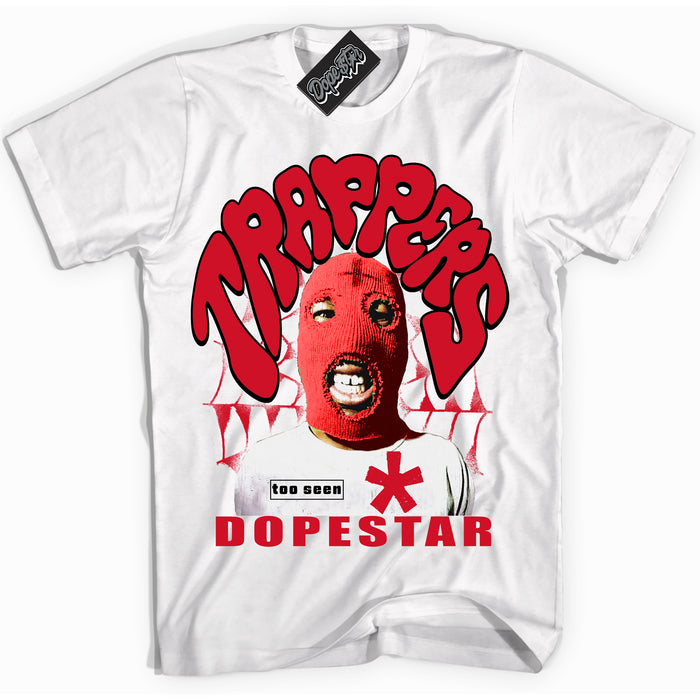 White “Trappers” T-shirt by Dope Star Brand®, styled to match Chicago 1s sneakers