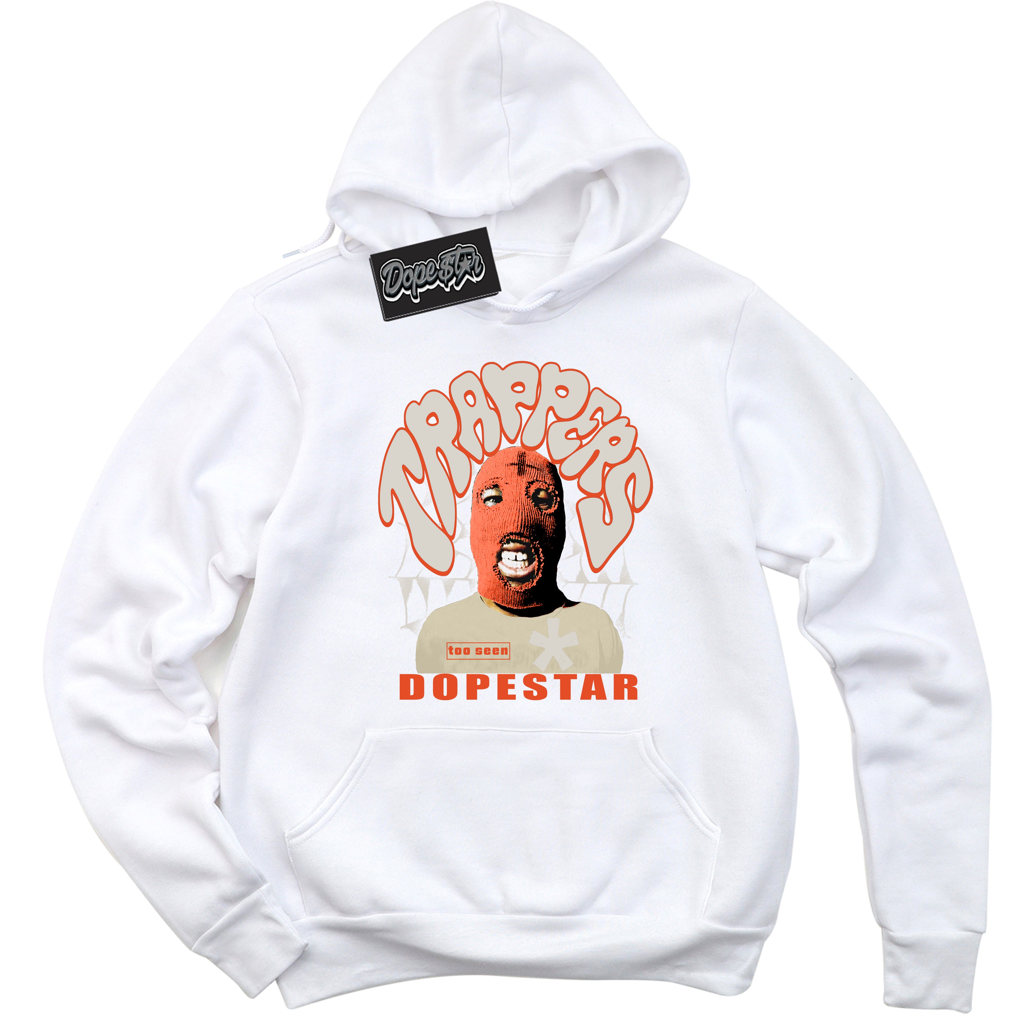White “Trappers” Hoodie by Dope Star Brand®, styled to match Cinnabar 1s sneakers
