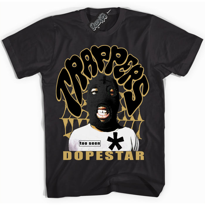 Black “Trappers” T-shirt by Dope Star Brand®, styled to match Rookie of The Year 1s sneakers