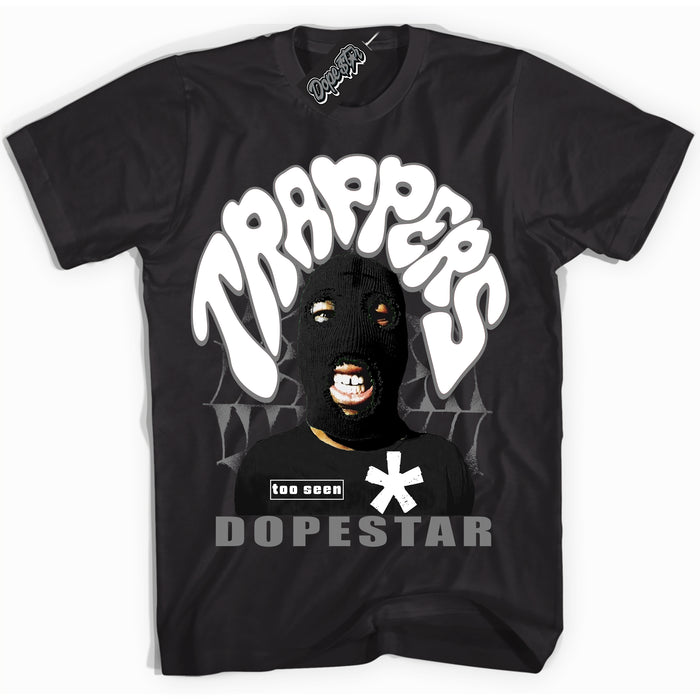 Black “Trappers” T-shirt by Dope Star Brand®, styled to match Shadow 1s sneakers