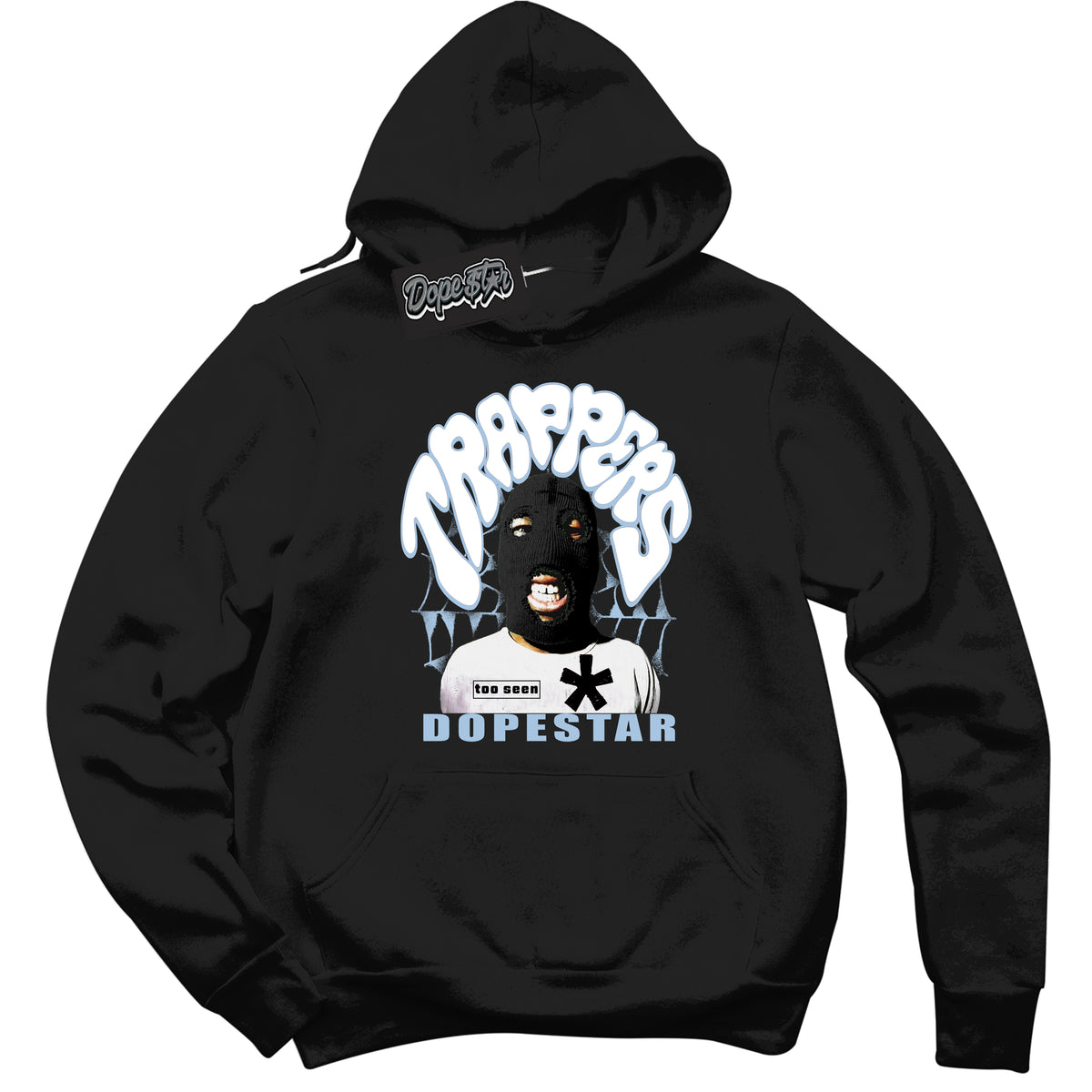 Black “Trappers” Hoodie by Dope Star Brand®, styled to match Reverse Panda Dunk sneakers