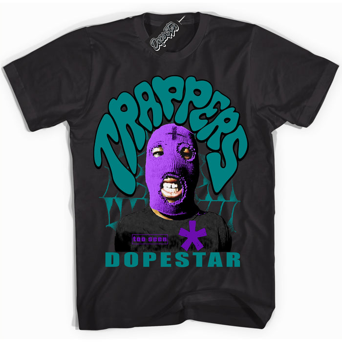 Black “Trappers” T-shirt by Dope Star Brand®, styled to match Wizard Dunk sneakers