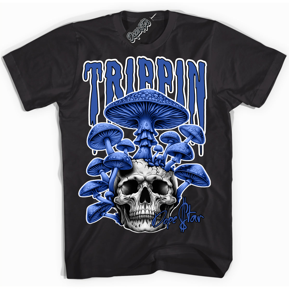 Dunk Low Astronomy Blue 'Trippin' Shirt – Black Streetwear T-Shirt | Sneaker Matching Tee for Dunk Low Astronomy Blue | Men's & Women's Streetwear Outfit by Sneaker Shirts Outlet.
