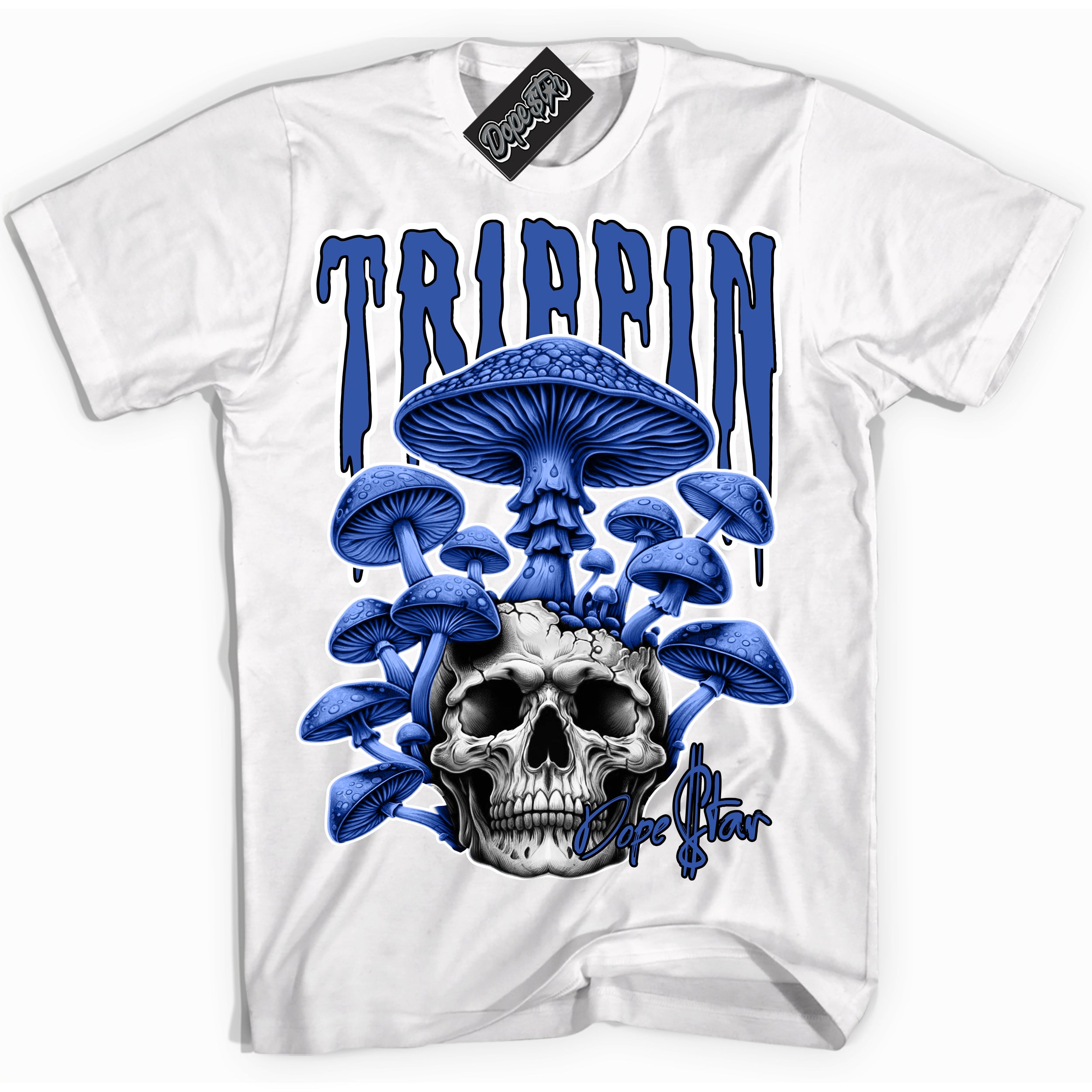 Dunk Low Astronomy Blue 'Trippin' Shirt – White Streetwear T-Shirt | Sneaker Matching Tee for Dunk Low Astronomy Blue | Men's & Women's Streetwear Outfit by Sneaker Shirts Outlet.
