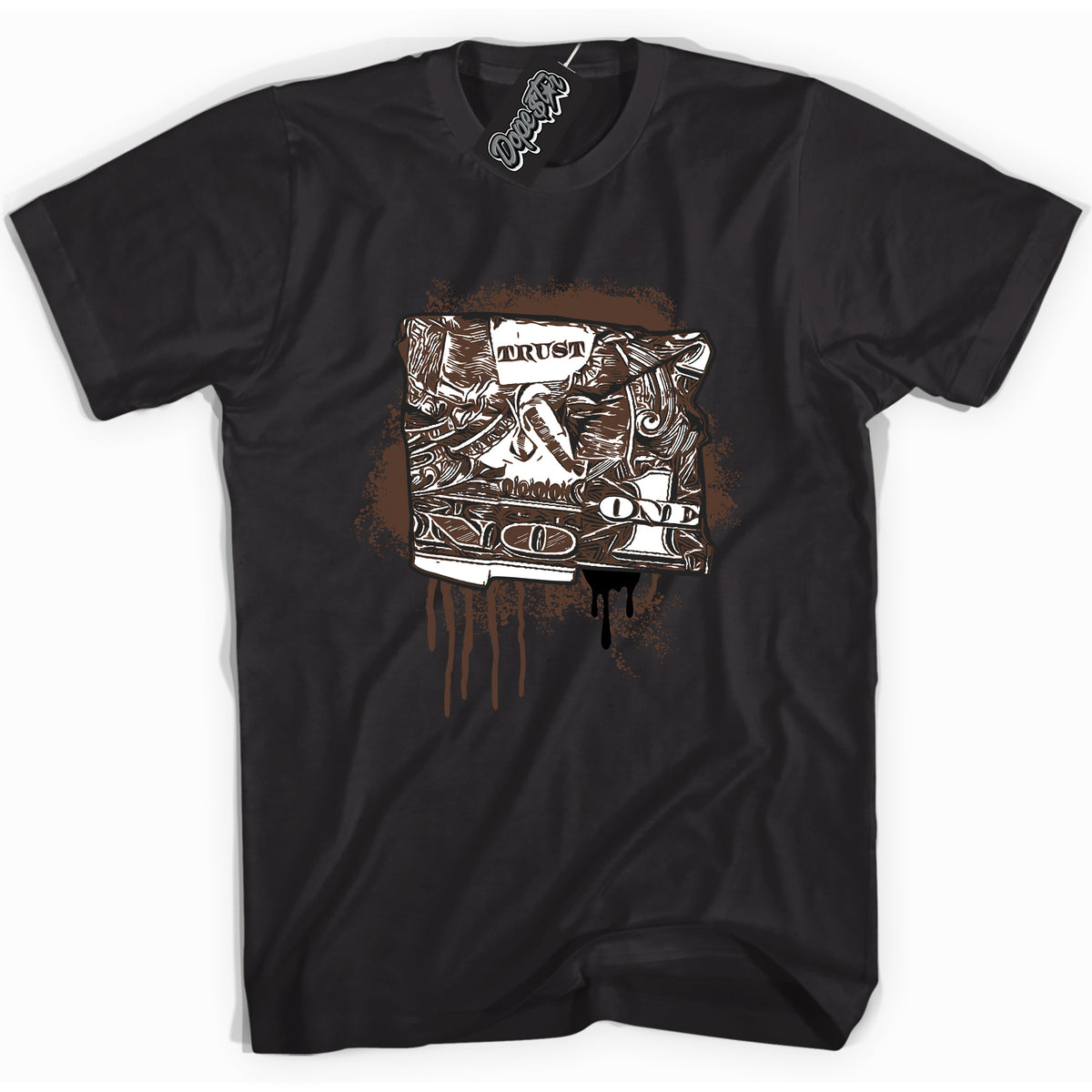 Cool Black graphic tee with “ Trust No One Dollar ” design, that perfectly matches Palomino 1s sneakers 