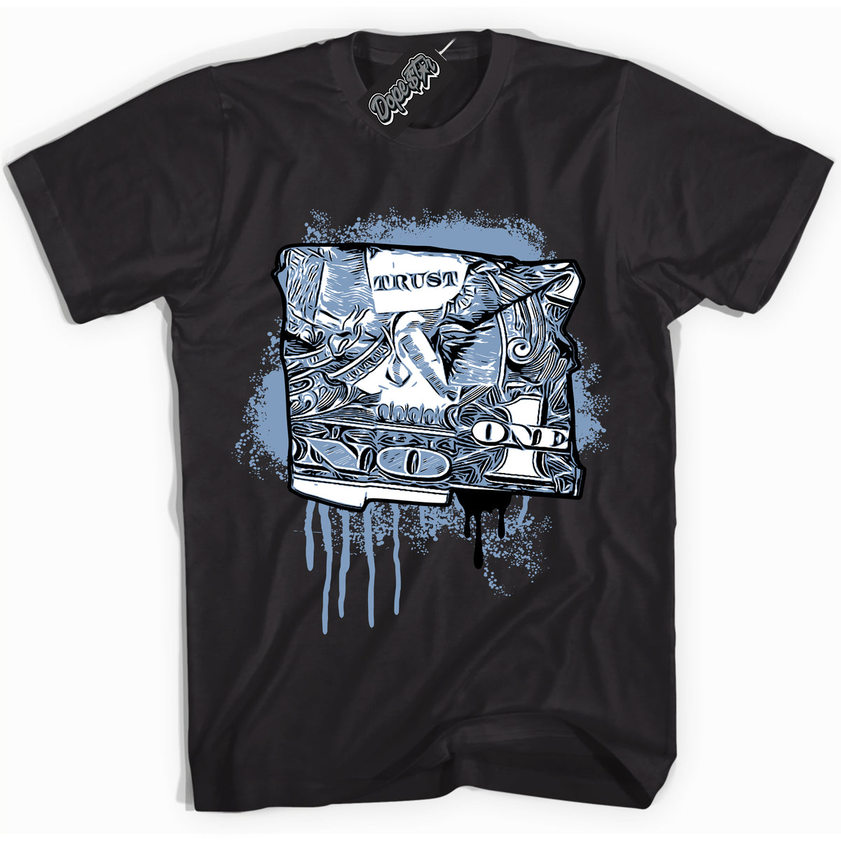 Cool Black Shirt with “ Trust No One Dollar” design that perfectly matches Reverse Oreo 6s Sneakers.