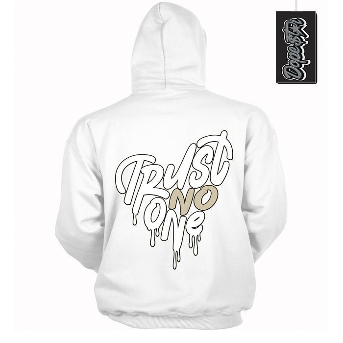 Cool White Hoodie with “ Trust No One Heart ”  design that Perfectly Matches Gratitude 11s Sneakers.