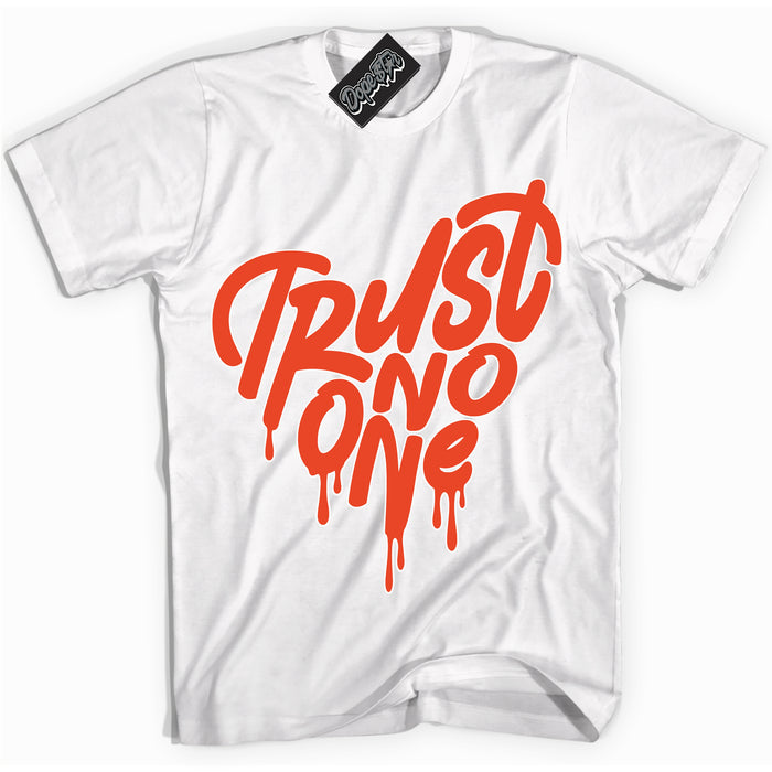 Nike Dunk Low Retro Cosmic Clay 'Trust No One Heart' Shirt - White Streetwear Mockup | Sneakerhead T-Shirt Matching Nike Dunk Low Retro Cosmic Clay | Limited Edition Urban Streetwear for Sneaker Matching OOTD | Outfits that pair perfectly with your ND Low Retro Cosmic Clay | Sneakerhead Fashion Must-Have Apparel for Men and Women