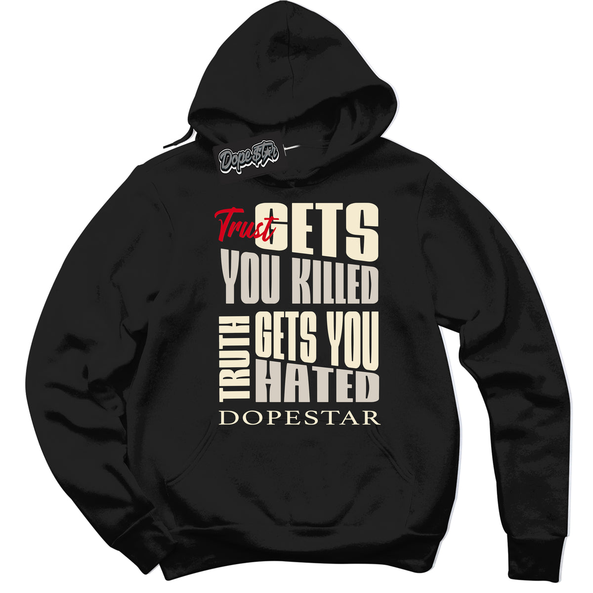 Black “Trust Truth” Hoodie by Dope Star Brand®, styled to match Phantom 1s sneakers
