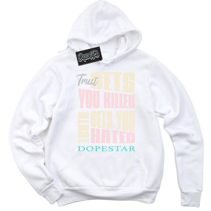 Black “Trust Truth” Hoodie by Dope Star Brand®, styled to match Soft Pearl 1s sneakers
