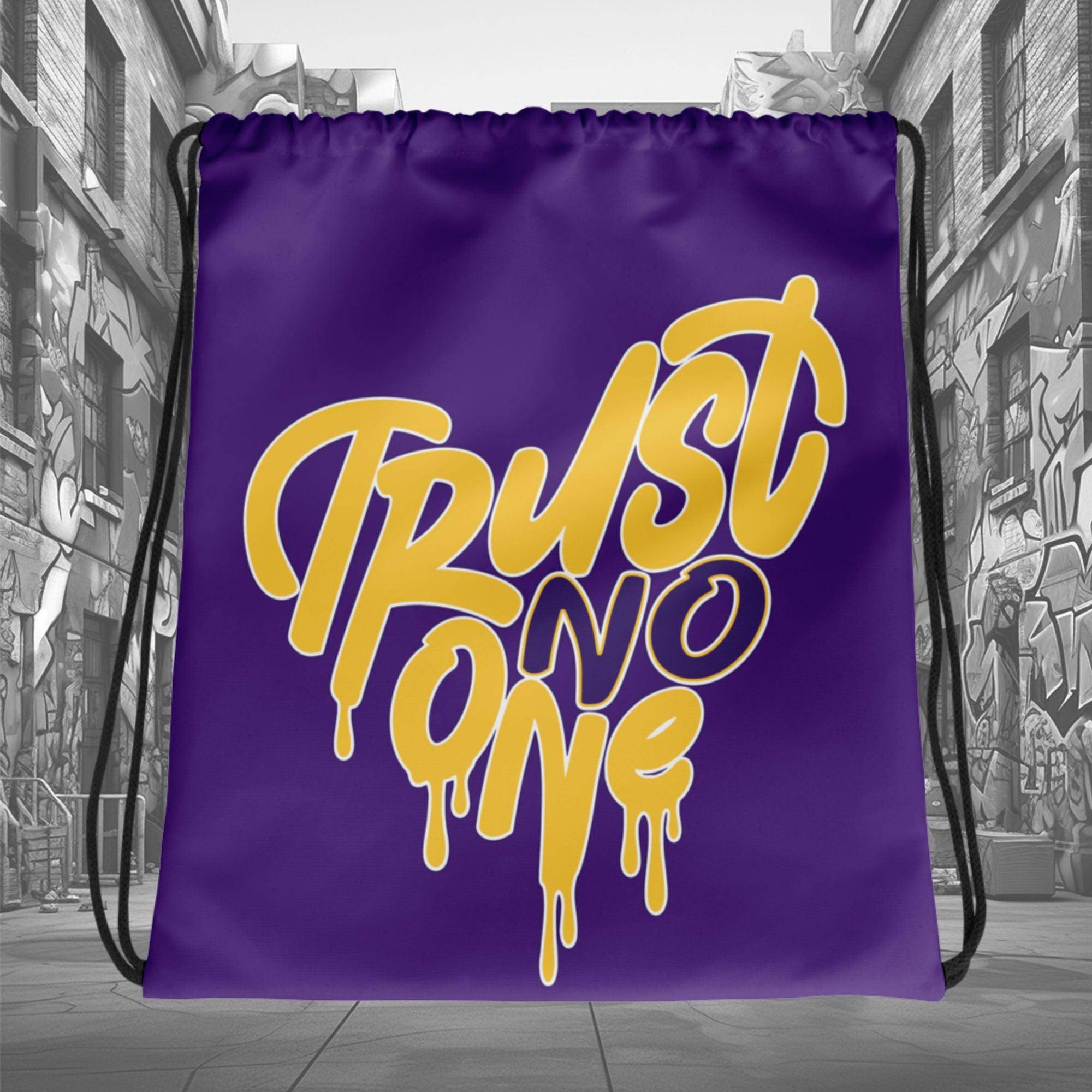 Dunk High Lakers Drawstring Bag Trust No One Heart - Sneaker Shirts Outlet